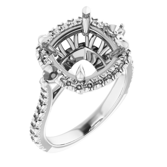Claw-Prong French-Set Halo-Style Engagement Ring