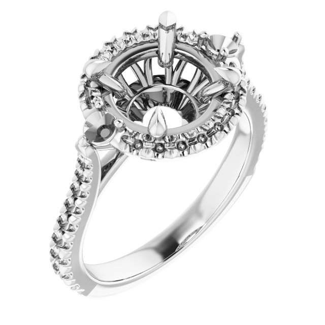 Claw-Prong French-Set Halo-Style Engagement Ring