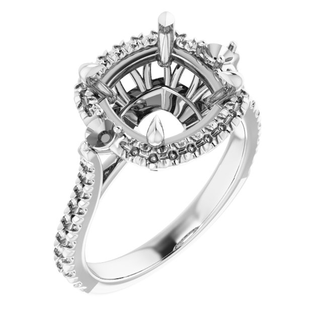 Claw-Prong French-Set Halo-Style Engagement Ring