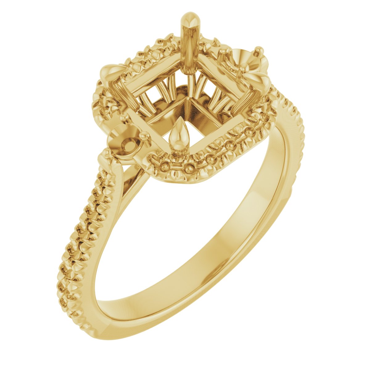 Claw-Prong French-Set Halo-Style Engagement Ring