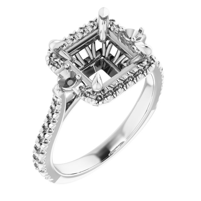 Claw-Prong French-Set Halo-Style Engagement Ring