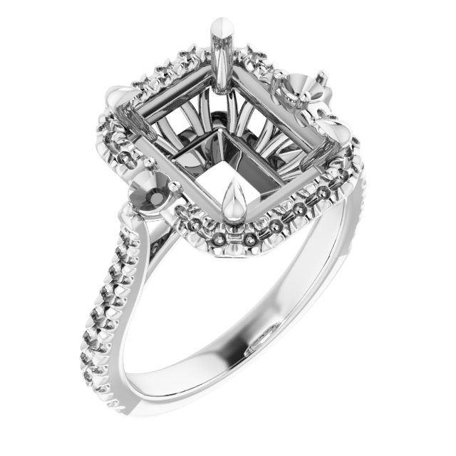 Claw-Prong French-Set Halo-Style Engagement Ring