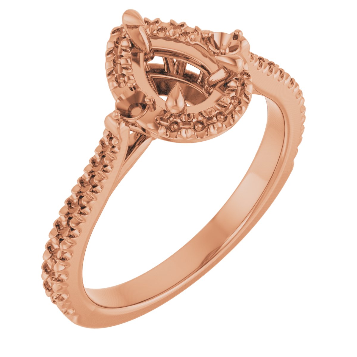 Claw-Prong French-Set Halo-Style Engagement Ring