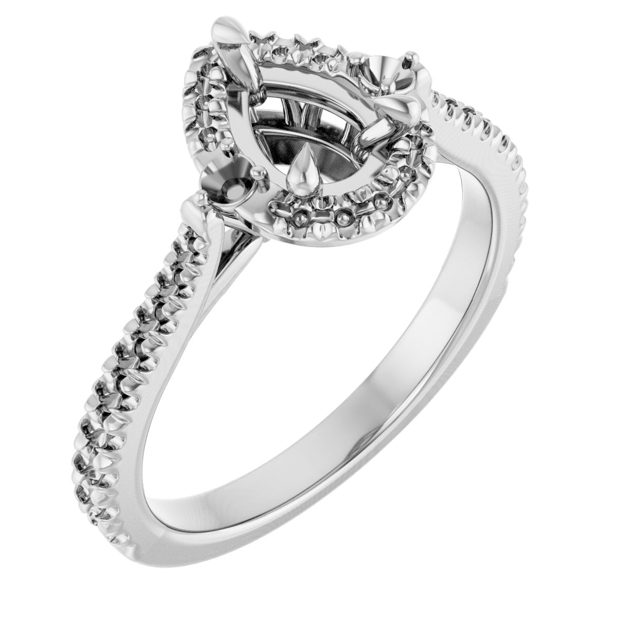 Claw-Prong French-Set Halo-Style Engagement Ring