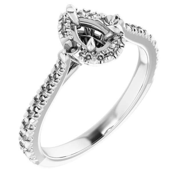 Claw-Prong French-Set Halo-Style Engagement Ring