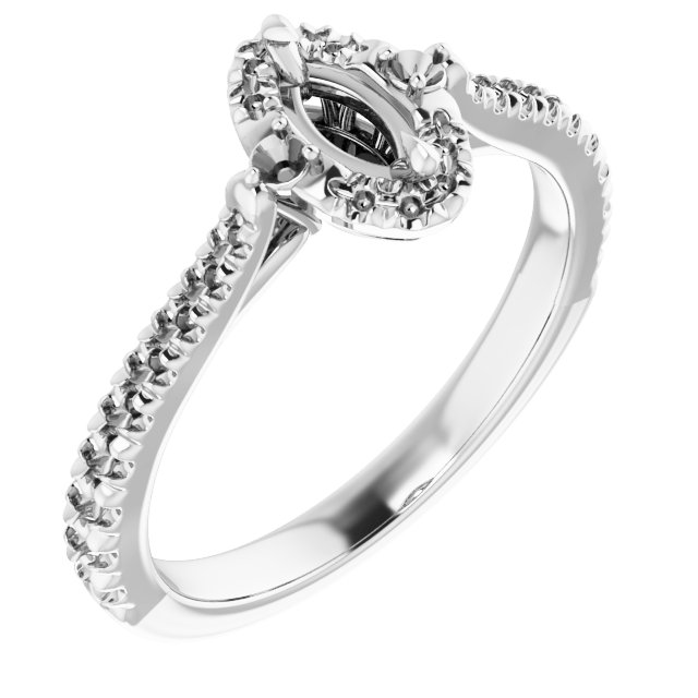 Claw-Prong French-Set Halo-Style Engagement Ring