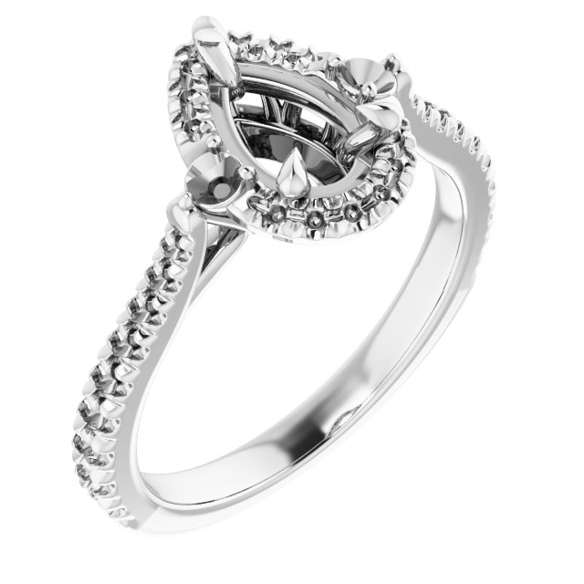Claw-Prong French-Set Halo-Style Engagement Ring