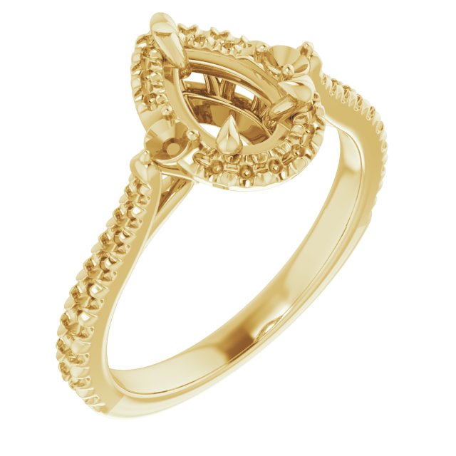 Claw-Prong French-Set Halo-Style Engagement Ring
