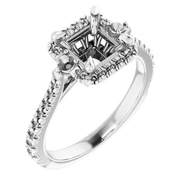 Claw-Prong French-Set Halo-Style Engagement Ring