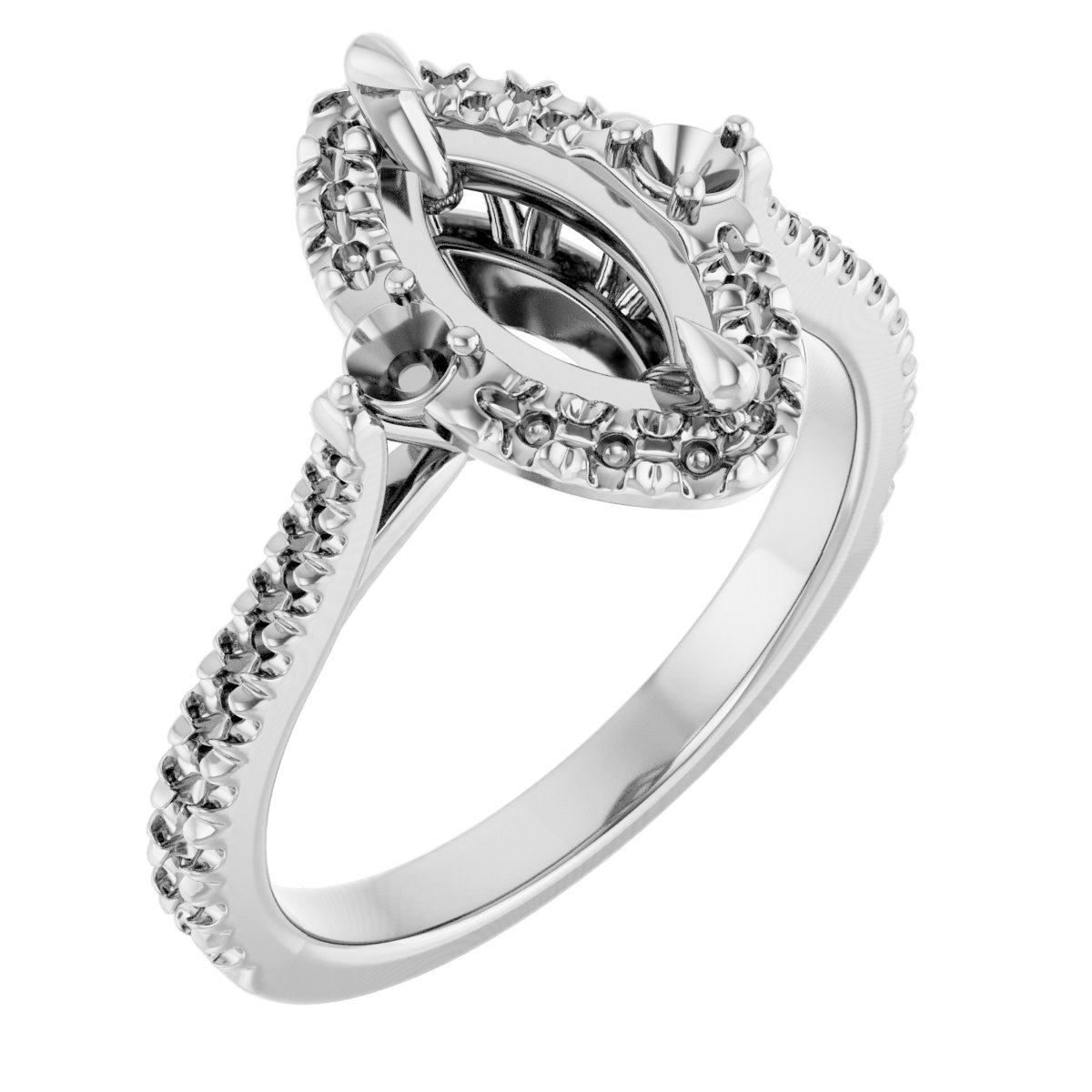 Claw-Prong French-Set Halo-Style Engagement Ring