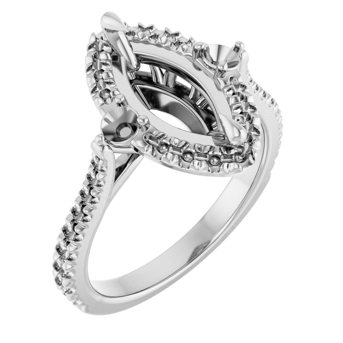 Claw-Prong French-Set Halo-Style Engagement Ring