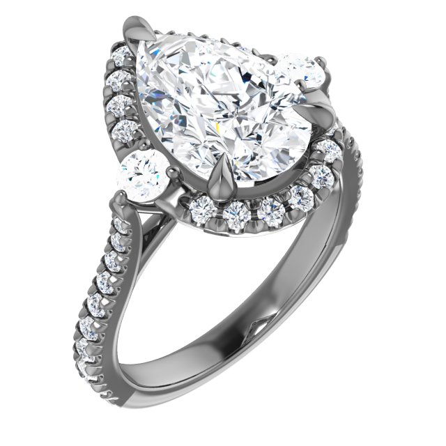 French-Set Halo-Style Engagement Ring