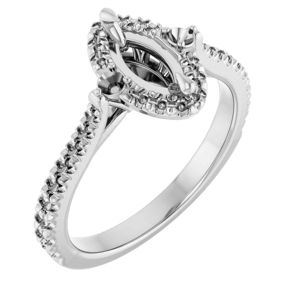 Claw-Prong French-Set Halo-Style Engagement Ring