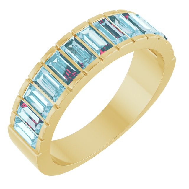 14K Yellow Natural Sky Blue Topaz Channel-Set Ring
