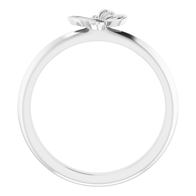 14K White Butterfly Stacking Ring