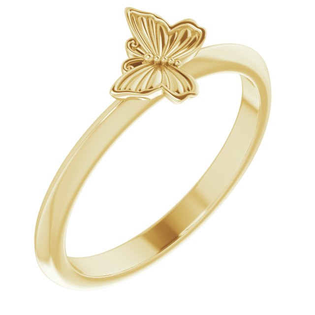 14K Yellow Butterfly Stacking Ring