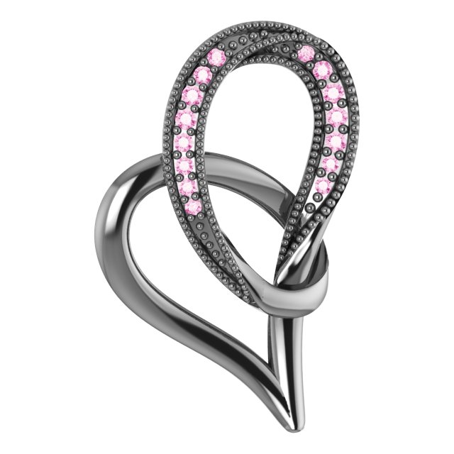 Sterling Silver & 10K Rose Rhodium-Plated Pink Sapphire Heart Pendant