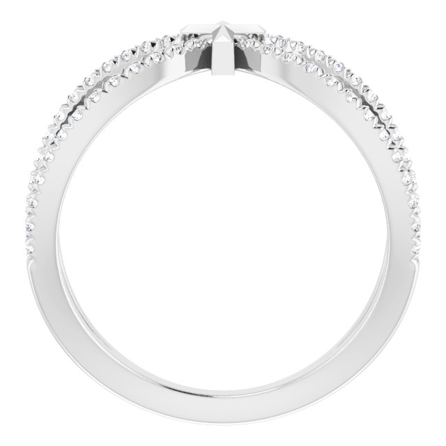 14K White 1/5 CTW Natural Diamond French-Set Cross Ring