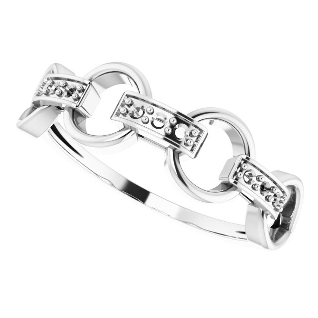 14K White 1/10 CTW Diamond Link Ring