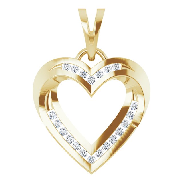 14K Yellow 1/4 CTW Diamond Heart Pendant