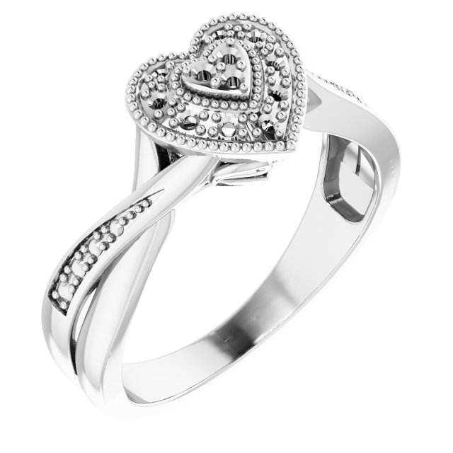 Sterling Silver Imitation White Cubic Zirconia Heart Ring