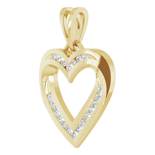 14K Yellow 1/4 CTW Diamond Heart Pendant 