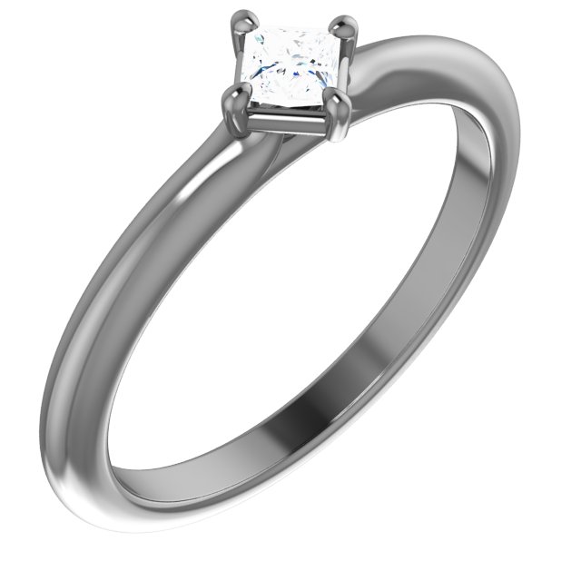 14K White 1/6 CTW Natural Diamond Solitaire Ring