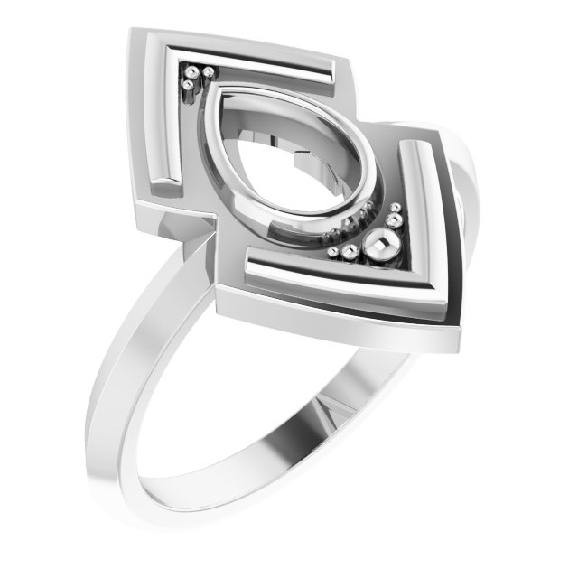 14K White 8x5 mm Pear Geometric Ring Mounting