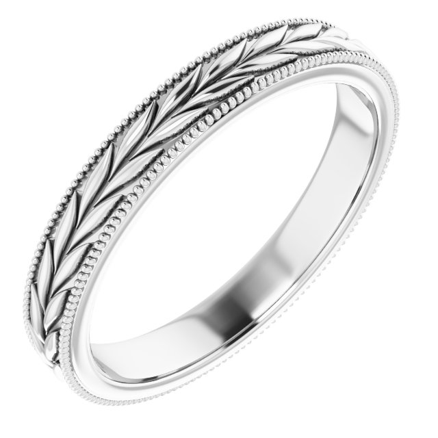 Milgrain Edge Wheat Pattern Flat Band