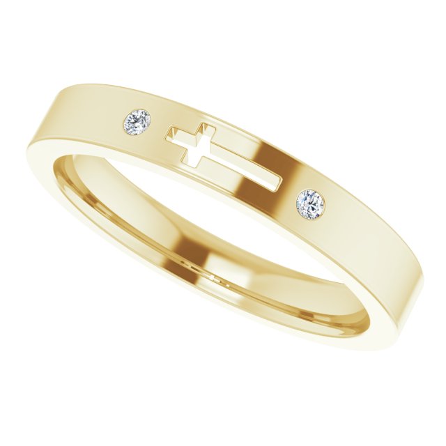 14K Yellow .03 CTW Natural Diamond Pierced Cross Stackable Ring 
