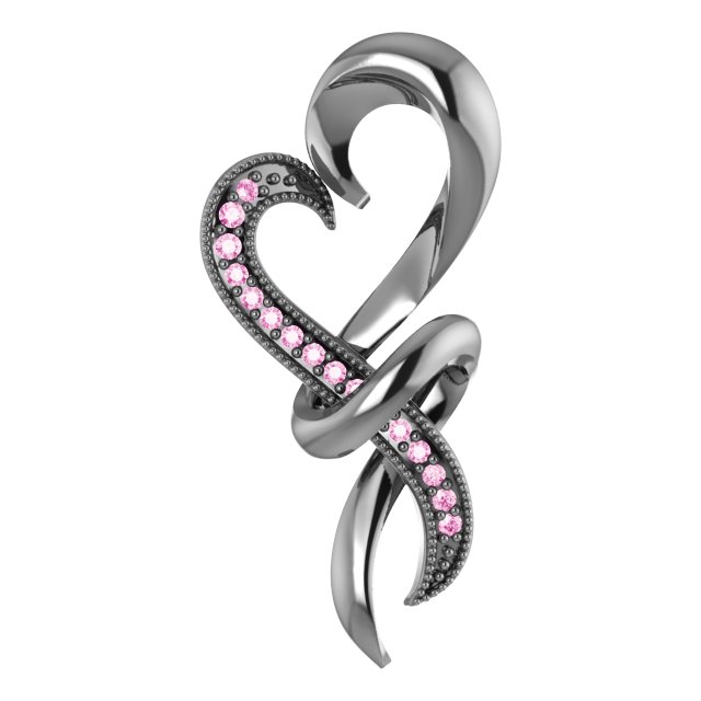 Rhodium-Plated Sterling Silver & 10K Rose Natural Pink Sapphire Heart Pendant