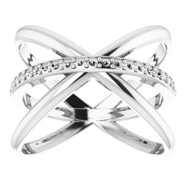 14K White 1/6 CTW Diamond Criss-Cross Ring