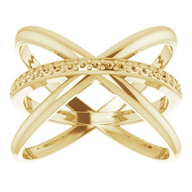 14K Yellow 1/6 CTW Diamond Criss-Cross Ring