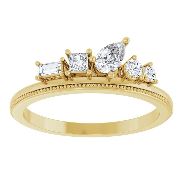 14K Yellow 3/8 CTW Natural Diamond Stackable Ring