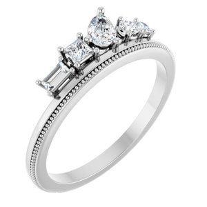 14K White 3/8 CTW Natural Diamond Stackable Ring