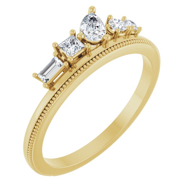 14K Yellow 3/8 CTW Diamond Stackable Ring