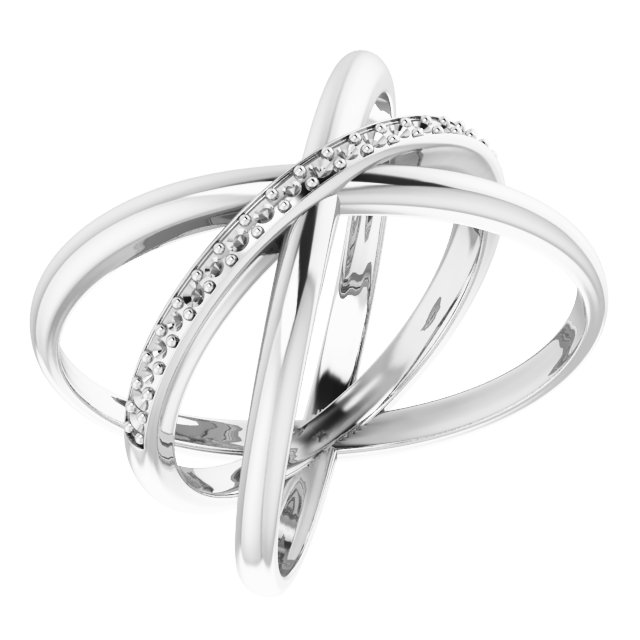 14K White 1/6 CTW Natural Diamond Criss-Cross Ring  