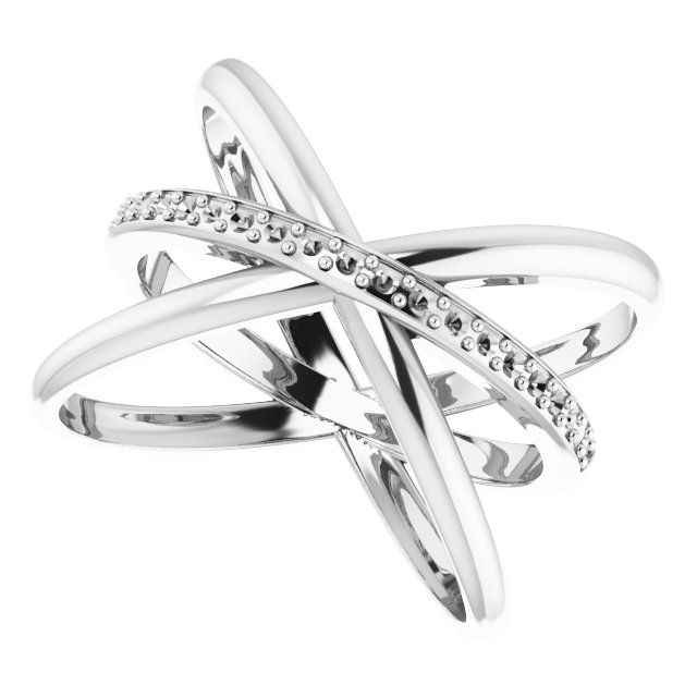 14K White 1/6 CTW Diamond Criss-Cross Ring