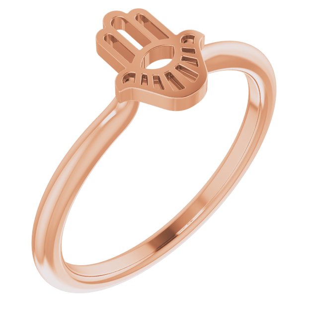 14K Rose Hamsa Stackable Ring