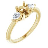 14K Yellow 7x5 mm Oval 1/4 CTW Diamond Semi-Set Engagement Ring 