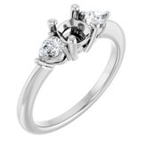 14K White 5x5 mm Cushion 1/4 CTW Diamond Semi-Set Engagement Ring