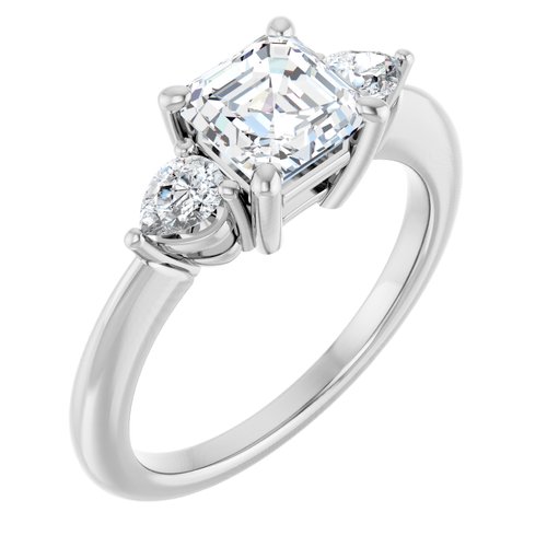 14K White Asscher 1 1/4 ct Engagement Ring