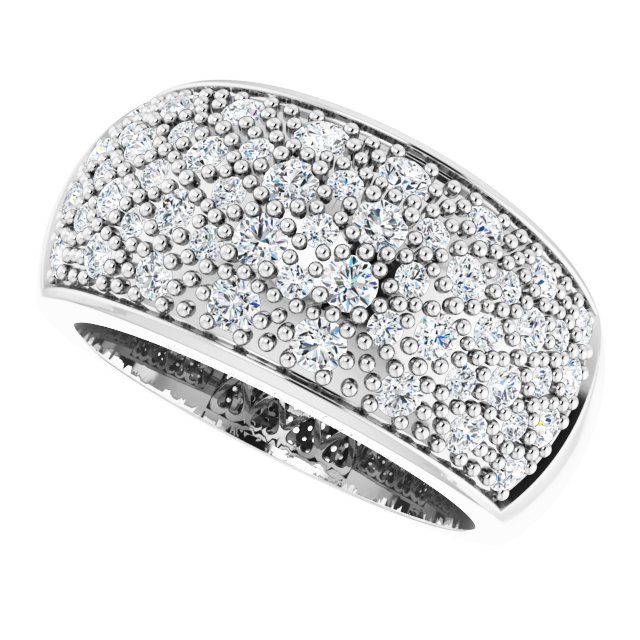 14K White 1 CTW Diamond Micro Pave Ring Size 8