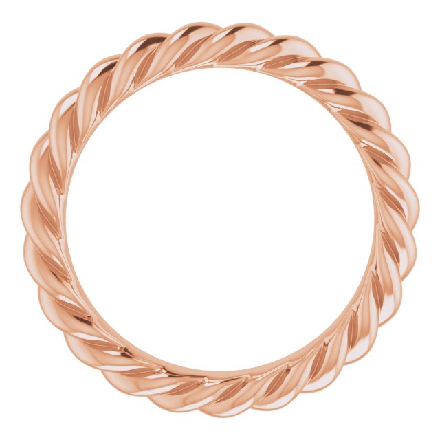 14K Rose 3 mm Skinny Rope Band Size 4