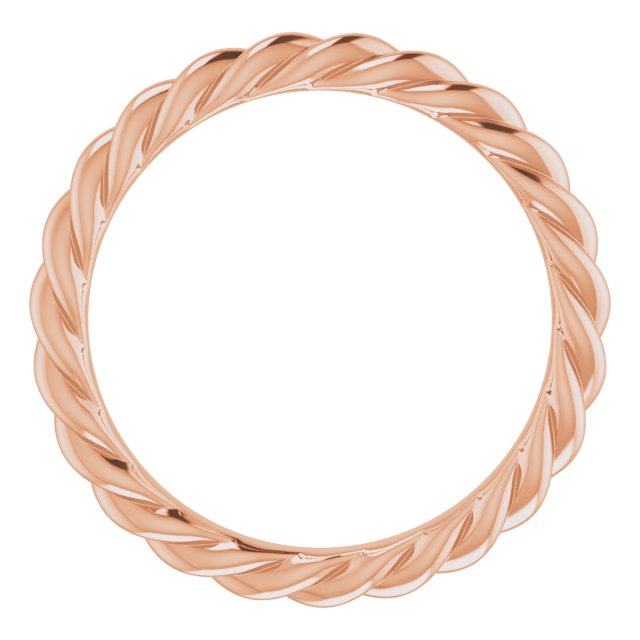 14K Rose 3 mm Skinny Rope Band Size 7