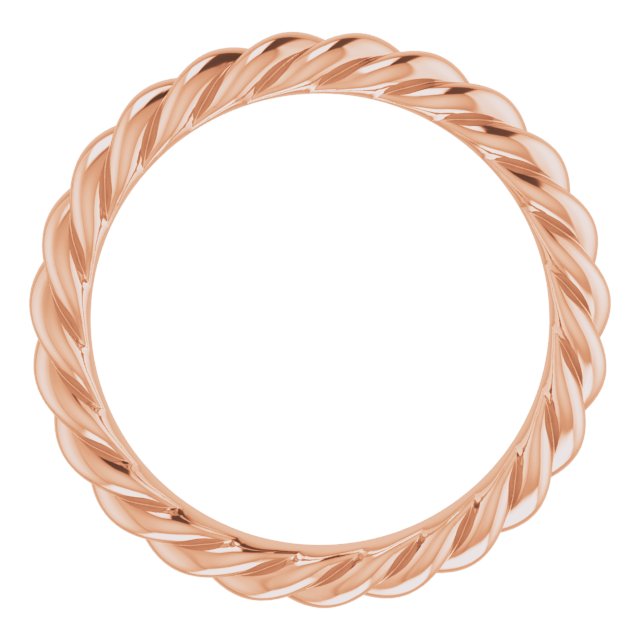 10K Rose 3 mm Skinny Rope Band Size 6