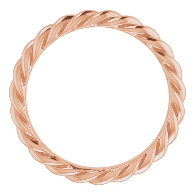 10K Rose 3 mm Skinny Rope Band Size 8