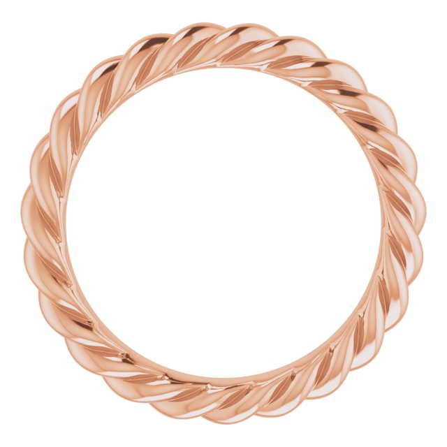18K Rose 3 mm Skinny Rope Band Size 4.5