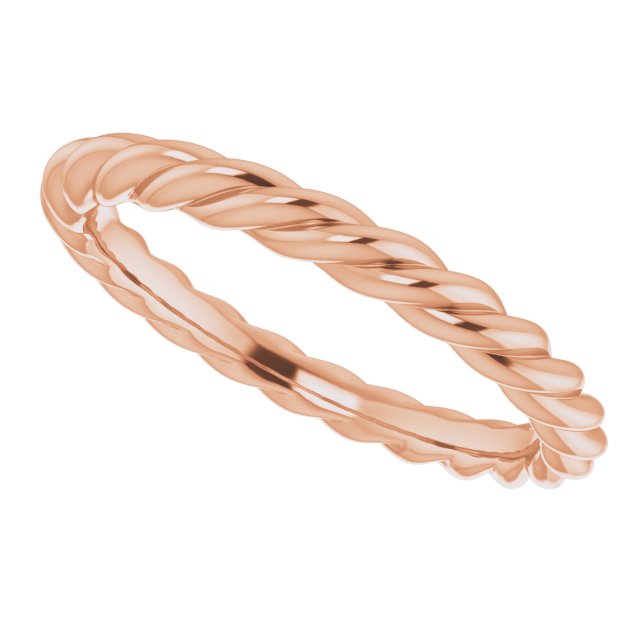 14K Rose 3 mm Skinny Rope Band Size 7