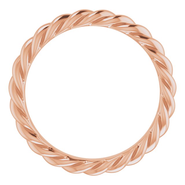 14K Rose 3 mm Skinny Rope Band Size 7.5
